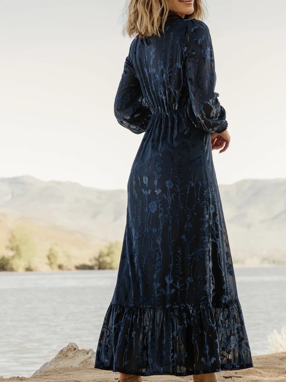Baltic Born green Floral Puff-Sleeve Maxi Dress, NWT - Picture 3 of 15